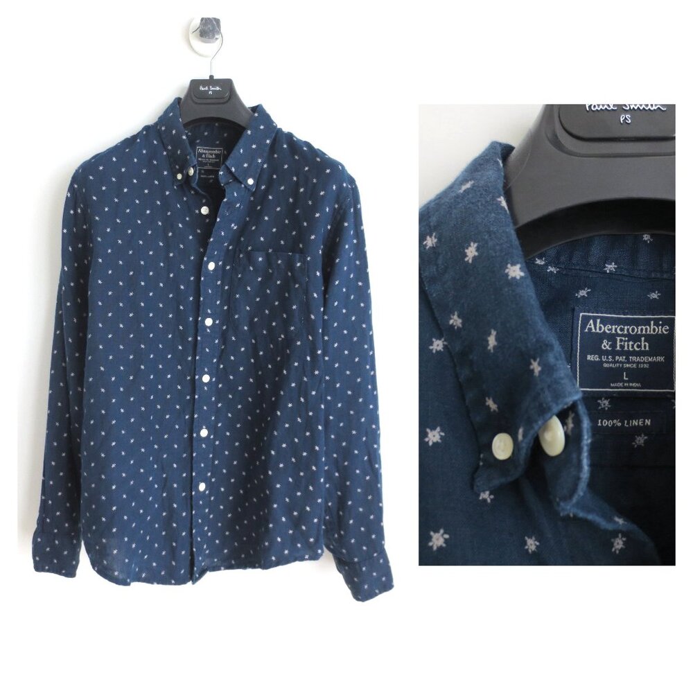 ABERCROMBIE & FITCH MEN'S 100% LINEN SHIRT Sz-L
